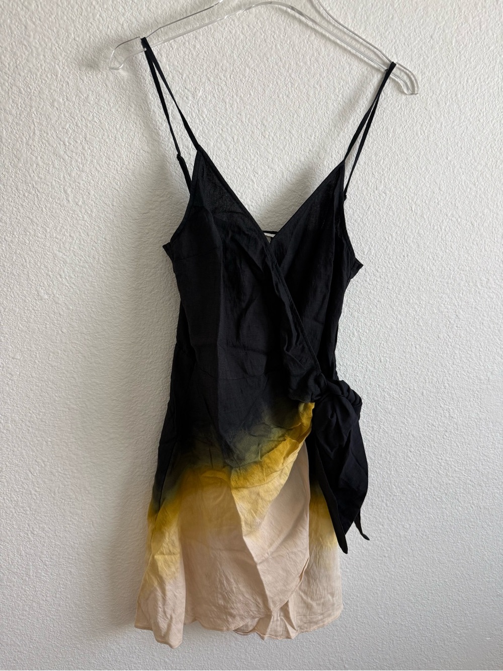 H&M Black to Yellow Ombre Linen Wrap Dress